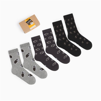 Набор мужских носков (3 пары), цвет серый/графит/чёрный, размер 29-31